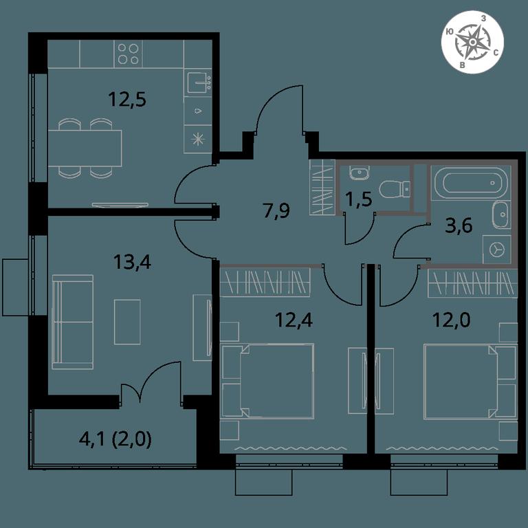 3-BD Apartment Sale, 65.3 sq. m. at Pervy Donskoj, zhiloy mikrorayon Sapronovo, derevnya Sapronovo, Leninskiy City District, Moscow Region, Russia #1 3-BD Apartment Sale, 65.3 sq. m. at Pervy Donskoj, zhiloy mikrorayon Sapronovo, derevnya Sapronovo, Leninskiy City District, Moscow Region, Russia #1