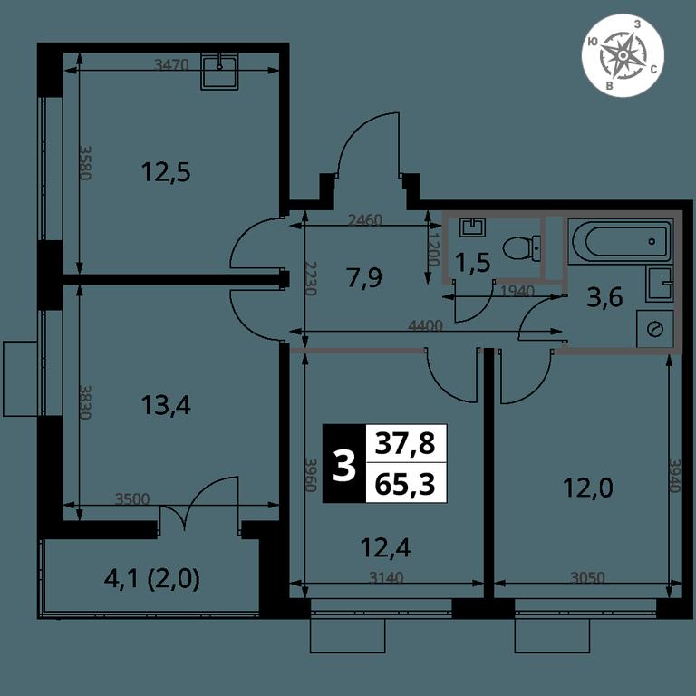 3-BD Apartment Sale, 65.3 sq. m. at Pervy Donskoj, zhiloy mikrorayon Sapronovo, derevnya Sapronovo, Leninskiy City District, Moscow Region, Russia #2 3-BD Apartment Sale, 65.3 sq. m. at Pervy Donskoj, zhiloy mikrorayon Sapronovo, derevnya Sapronovo, Leninskiy City District, Moscow Region, Russia #2