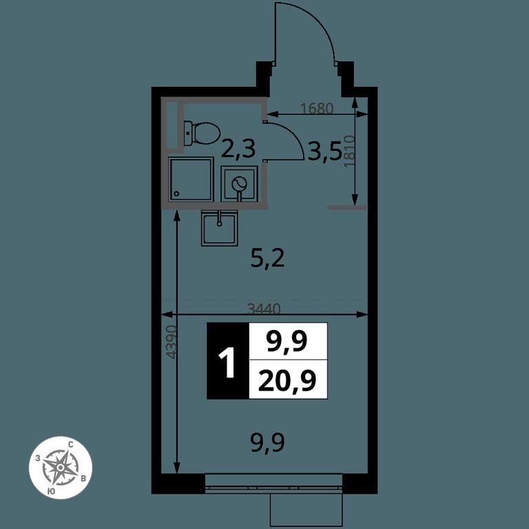 Apartment Sale, 20.9 sq. m. at Pervy Donskoj, zhiloy mikrorayon Sapronovo, derevnya Sapronovo, Leninskiy City District, Moscow Region, Russia #2 Apartment Sale, 20.9 sq. m. at Pervy Donskoj, zhiloy mikrorayon Sapronovo, derevnya Sapronovo, Leninskiy City District, Moscow Region, Russia #2