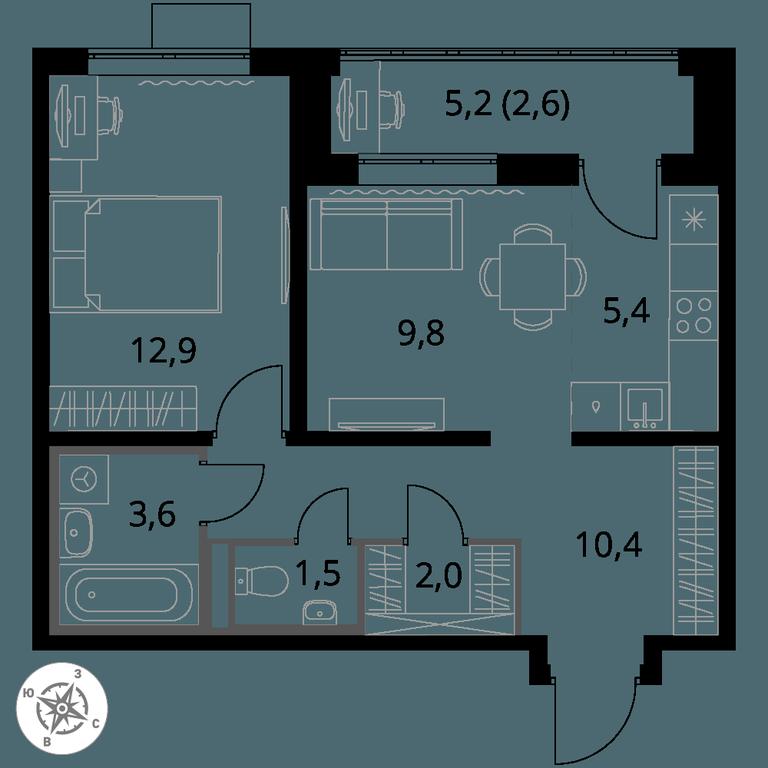 2-BD Apartment Sale, 48.2 sq. m. at Pervy Donskoj, zhiloy mikrorayon Sapronovo, derevnya Sapronovo, Leninskiy City District, Moscow Region, Russia #1 2-BD Apartment Sale, 48.2 sq. m. at Pervy Donskoj, zhiloy mikrorayon Sapronovo, derevnya Sapronovo, Leninskiy City District, Moscow Region, Russia #1