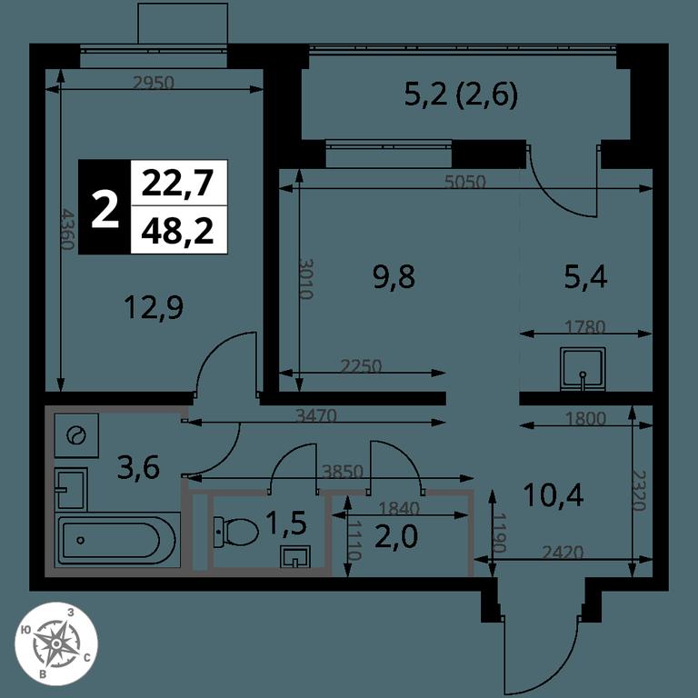 2-BD Apartment Sale, 48.2 sq. m. at Pervy Donskoj, zhiloy mikrorayon Sapronovo, derevnya Sapronovo, Leninskiy City District, Moscow Region, Russia #2 2-BD Apartment Sale, 48.2 sq. m. at Pervy Donskoj, zhiloy mikrorayon Sapronovo, derevnya Sapronovo, Leninskiy City District, Moscow Region, Russia #2