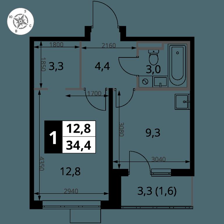 1-BD Apartment Sale, 34.4 sq. m. at Pervy Donskoj, zhiloy mikrorayon Sapronovo, derevnya Sapronovo, Leninskiy City District, Moscow Region, Russia #2 1-BD Apartment Sale, 34.4 sq. m. at Pervy Donskoj, zhiloy mikrorayon Sapronovo, derevnya Sapronovo, Leninskiy City District, Moscow Region, Russia #2