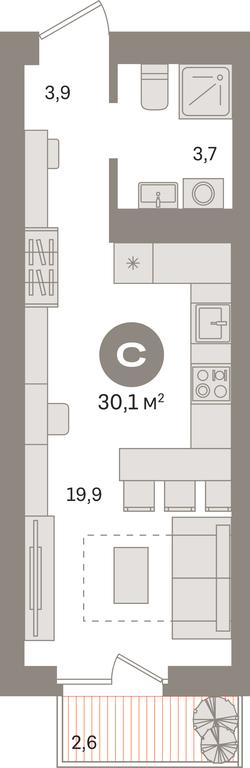 Apartment Sale, 30.1平方米 at Kvartal Izdanie, Perovskoye Highway, Moscow, Russia #1