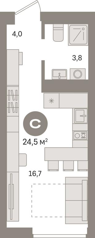Apartment Sale, 24.5 sq. m. at Kvartal Izdanie, Perovskoye Highway, Moscow, Russia #1