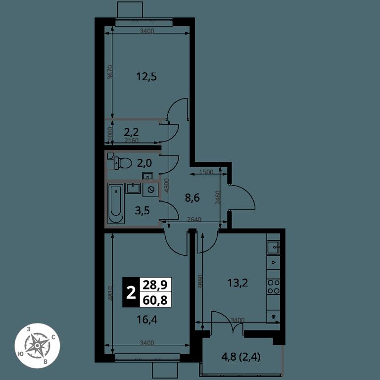 2-BD Apartment Sale, 60.8 sq. m. at Pervy Yuzhny, zhiloy kompleks Pervy Yuzhny, Leninskiy City District, Moscow Region, Russia #2 2-BD Apartment Sale, 60.8 sq. m. at Pervy Yuzhny, zhiloy kompleks Pervy Yuzhny, Leninskiy City District, Moscow Region, Russia #2