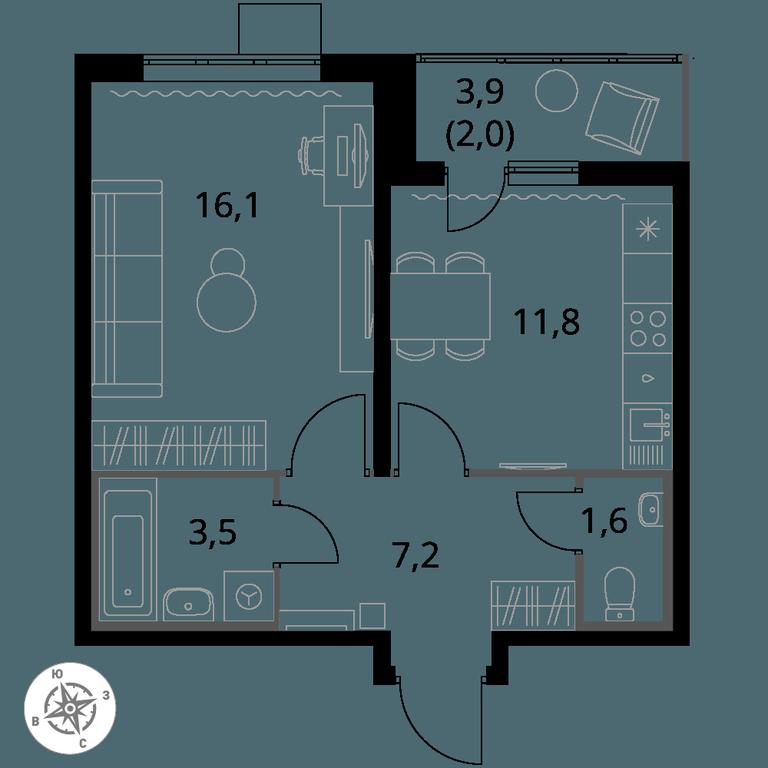 1-BD Apartment Sale, 42.2 sq. m. at Pervy Yuzhny, zhiloy kompleks Pervy Yuzhny, Leninskiy City District, Moscow Region, Russia #1 1-BD Apartment Sale, 42.2 sq. m. at Pervy Yuzhny, zhiloy kompleks Pervy Yuzhny, Leninskiy City District, Moscow Region, Russia #1