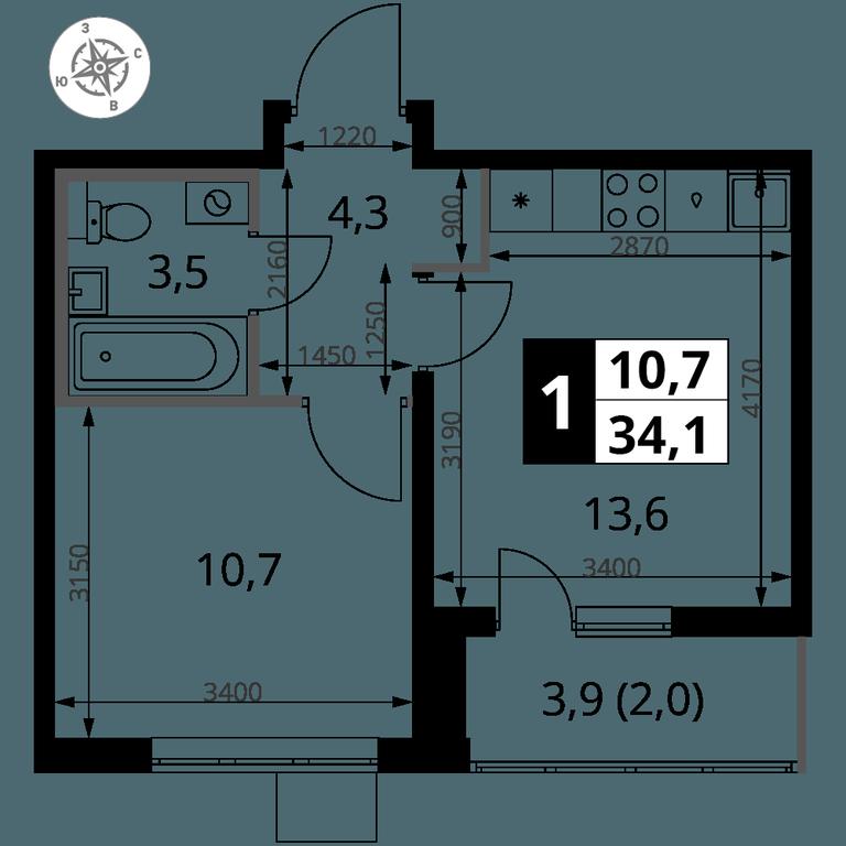 1-BD Apartment Sale, 34.1 sq. m. at Pervy Yuzhny, zhiloy kompleks Pervy Yuzhny, Leninskiy City District, Moscow Region, Russia #2 1-BD Apartment Sale, 34.1 sq. m. at Pervy Yuzhny, zhiloy kompleks Pervy Yuzhny, Leninskiy City District, Moscow Region, Russia #2