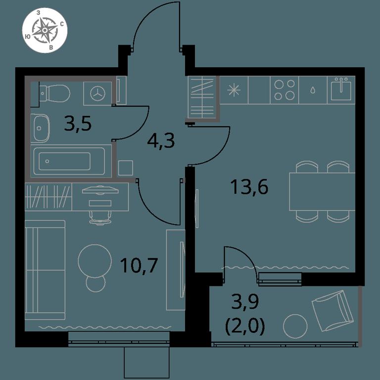 1-BD Apartment Sale, 34.1 sq. m. at Pervy Yuzhny, zhiloy kompleks Pervy Yuzhny, Leninskiy City District, Moscow Region, Russia #1 1-BD Apartment Sale, 34.1 sq. m. at Pervy Yuzhny, zhiloy kompleks Pervy Yuzhny, Leninskiy City District, Moscow Region, Russia #1