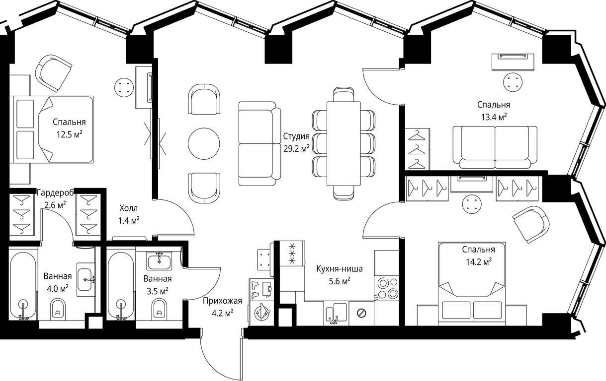 3-BD Apartment Sale, 90.6平方米 at Symphony 34, 2nd Khutorskaya Street, 38А, Moscow, Russia #2 3-BD Apartment Sale, 90.6平方米 at Symphony 34, 2nd Khutorskaya Street, 38А, Moscow, Russia #2