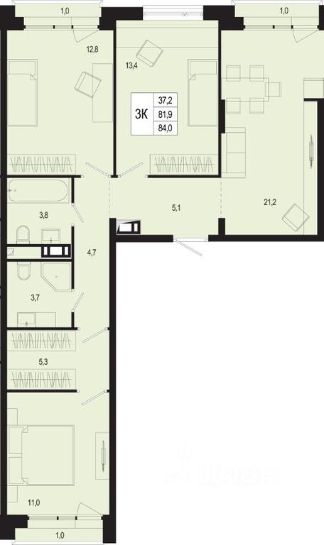 2-BD Apartment Sale, 81.9平方米 at Novaya Shcherbinka, Borisovka Village, Podolsk City District, Moscow Region, Russia #1 2-BD Apartment Sale, 81.9平方米 at Novaya Shcherbinka, Borisovka Village, Podolsk City District, Moscow Region, Russia #1
