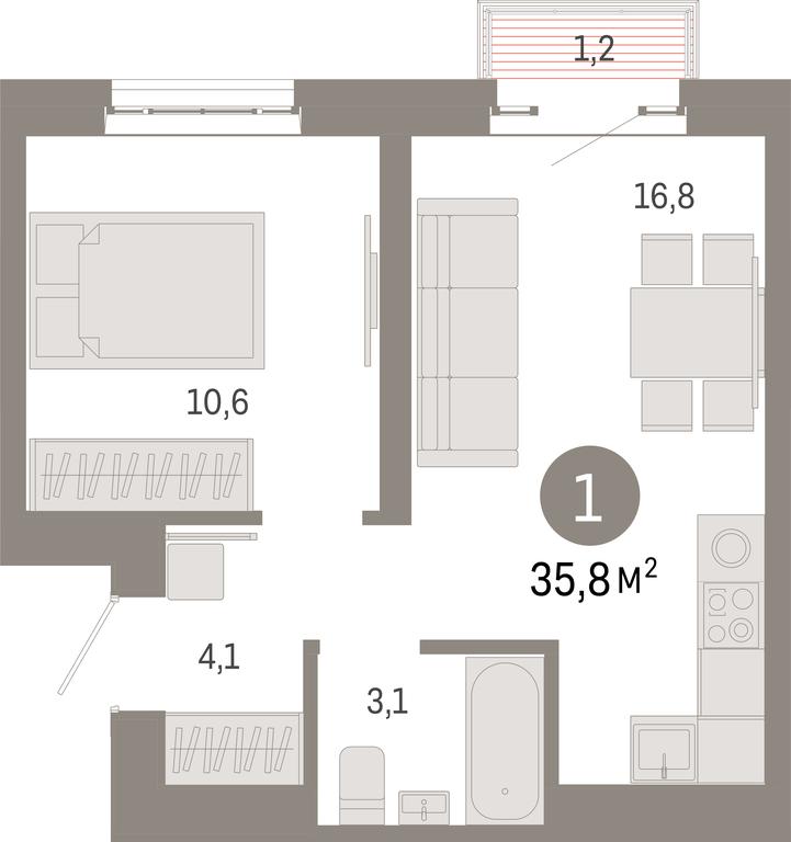 1-BD Apartment Sale, 35.8 sq. m. at Kvartal Metronom, Tagilskaya Street, Moscow, Russia #1