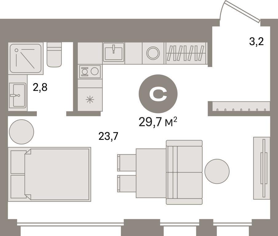 Apartment Sale, 29.7平方米 at Dom A, Dubininskaya Street, вл59к2, Moscow, Russia #1