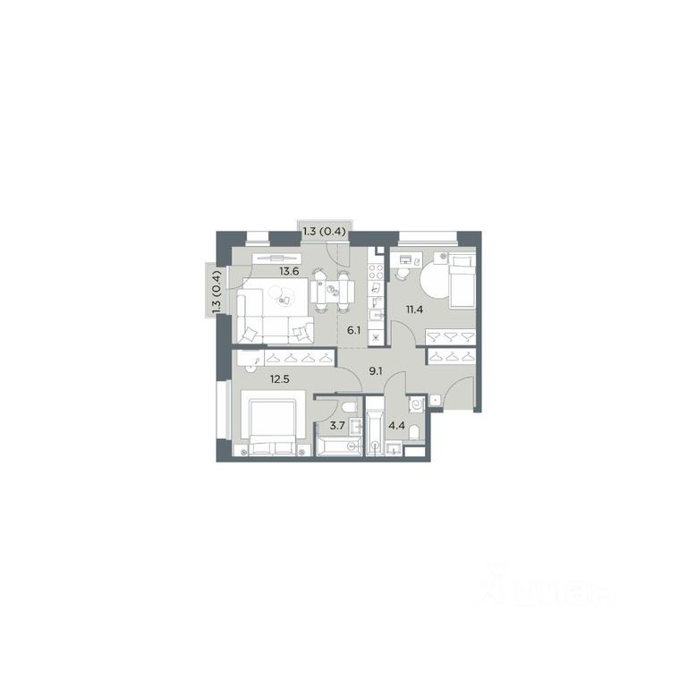 2-BD Apartment Sale, 61.6 sq. m. at Поздняково, Krasnogorsk Urban District, Moscow Region, Russia #1 2-BD Apartment Sale, 61.6 sq. m. at Поздняково, Krasnogorsk Urban District, Moscow Region, Russia #1