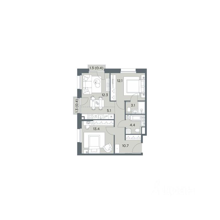 2-BD Apartment Sale, 61.9 sq. m. at Поздняково, Krasnogorsk Urban District, Moscow Region, Russia #1 2-BD Apartment Sale, 61.9 sq. m. at Поздняково, Krasnogorsk Urban District, Moscow Region, Russia #1