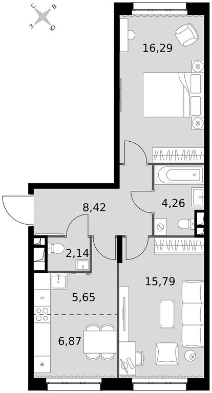 3-BD Apartment Sale, 59.42 sq. m. at Dvizhenie. Govorovo, Центральная улица, 47, деревня Говорово, поселение Московский, Москва, Россия #1