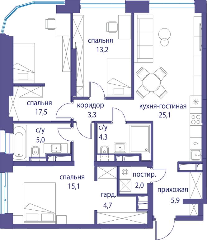 4-BD Apartment Sale, 97 sq. m. at Ostrov, Nizhnye Mnyovniki Street, 37Ас4, Moscow, Russia #1 4-BD Apartment Sale, 97 sq. m. at Ostrov, Nizhnye Mnyovniki Street, 37Ас4, Moscow, Russia #1