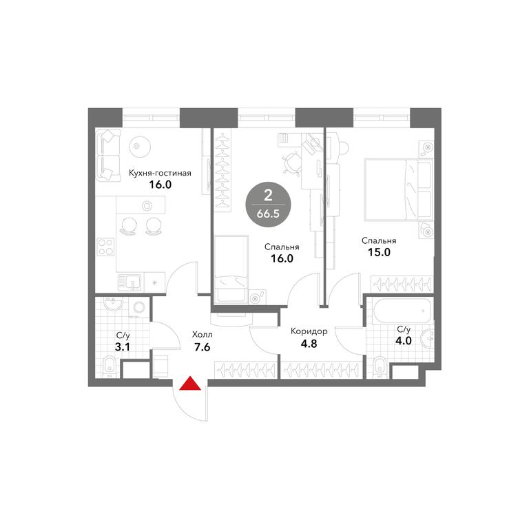 2-BD Apartment Sale, 66.5平方米 at Voxhall, Letnikovskaya Street, 4с2, Moscow, Russia #1 2-BD Apartment Sale, 66.5平方米 at Voxhall, Letnikovskaya Street, 4с2, Moscow, Russia #1