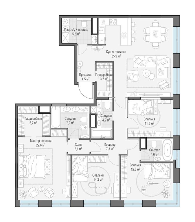 3-BD Apartment Sale, 145.1平方米 at West Garden, Minskaya Street, 1Вс1, Moscow, Russia #1 3-BD Apartment Sale, 145.1平方米 at West Garden, Minskaya Street, 1Вс1, Moscow, Russia #1