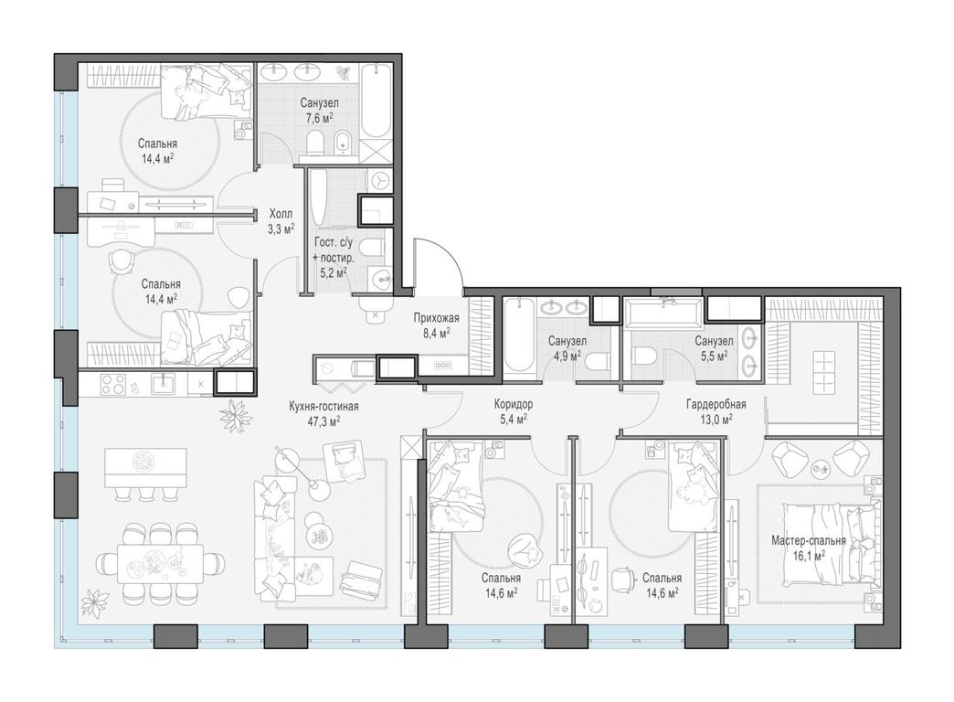 5-BD Apartment Sale, 173.6平方米 at West Garden, Minskaya Street, 1Вс1, Moscow, Russia #1 5-BD Apartment Sale, 173.6平方米 at West Garden, Minskaya Street, 1Вс1, Moscow, Russia #1