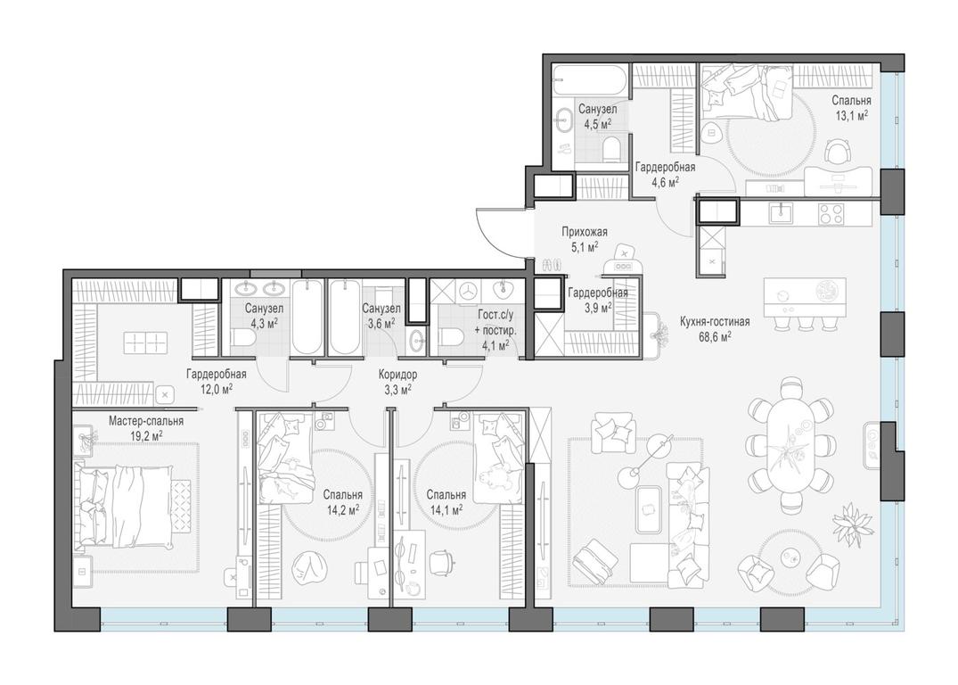 4-BD Apartment Sale, 173.5平方米 at West Garden, Minskaya Street, 1Вс1, Moscow, Russia #1