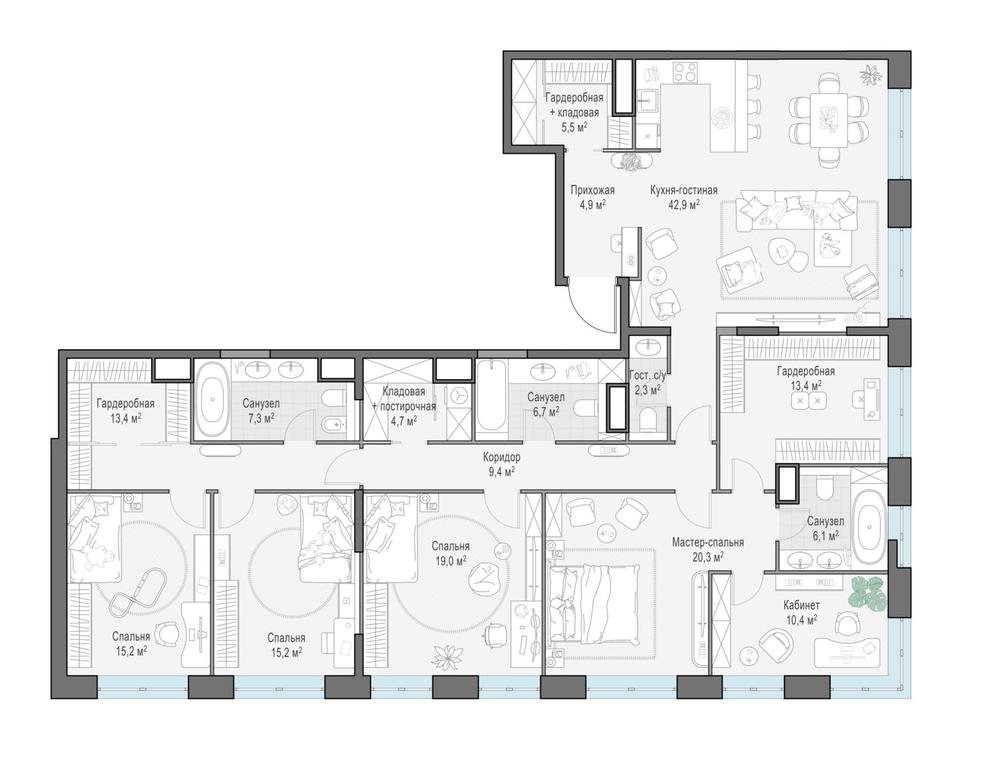 4-BD Apartment Sale, 196.1平方米 at West Garden, Minskaya Street, 1Вс1, Moscow, Russia #1 4-BD Apartment Sale, 196.1平方米 at West Garden, Minskaya Street, 1Вс1, Moscow, Russia #1