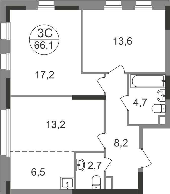 3-BD Apartment Sale, 66.1 sq. m. at Peredelkino Blizhnee, Korneya Chukovskogo Street, 1, Vnukovskoye Settlement, Moscow, Russia #1 3-BD Apartment Sale, 66.1 sq. m. at Peredelkino Blizhnee, Korneya Chukovskogo Street, 1, Vnukovskoye Settlement, Moscow, Russia #1