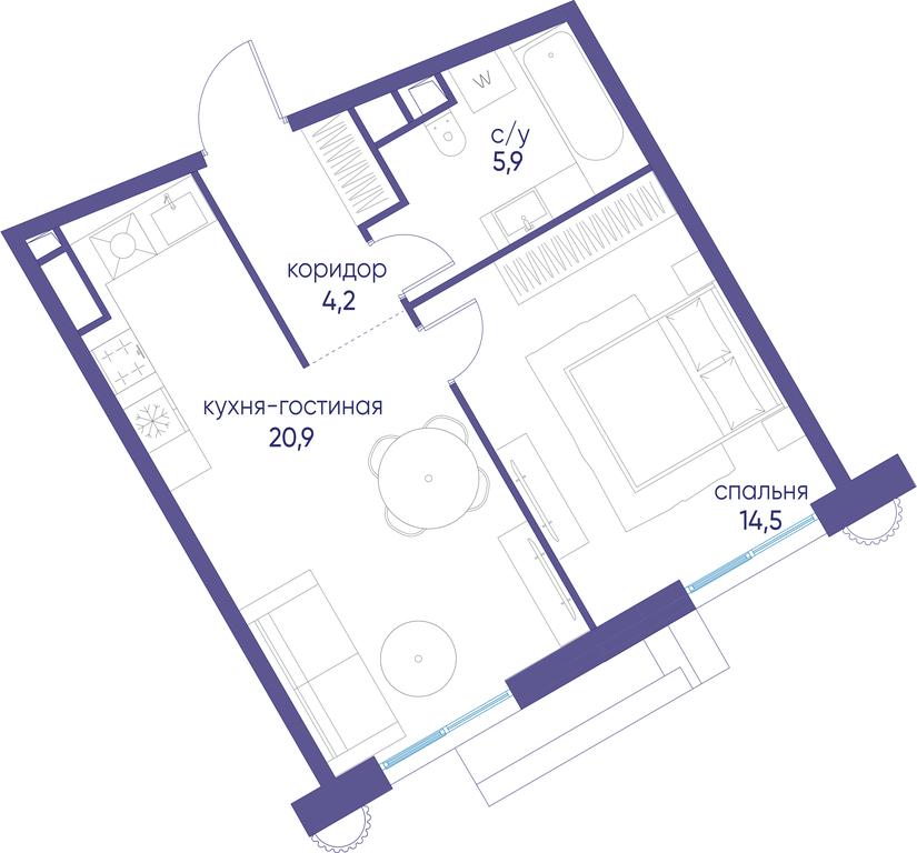 1-BD Apartment Sale, 45.5平方米 at Ostrov, Nizhnye Mnyovniki Street, 37Ас4, Moscow, Russia #1 1-BD Apartment Sale, 45.5平方米 at Ostrov, Nizhnye Mnyovniki Street, 37Ас4, Moscow, Russia #1
