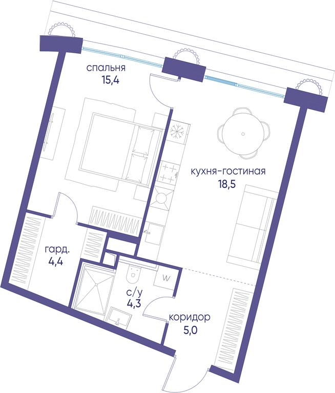 1-BD Apartment Sale, 47.2平方米 at Ostrov, Nizhnye Mnyovniki Street, 37Ас4, Moscow, Russia #1 1-BD Apartment Sale, 47.2平方米 at Ostrov, Nizhnye Mnyovniki Street, 37Ас4, Moscow, Russia #1