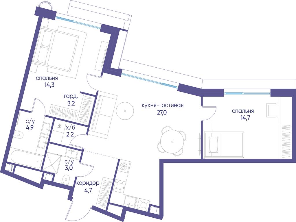 2-BD Apartment Sale, 74.1 sq. m. at Ostrov, Nizhnye Mnyovniki Street, 37Ас4, Moscow, Russia #1 2-BD Apartment Sale, 74.1 sq. m. at Ostrov, Nizhnye Mnyovniki Street, 37Ас4, Moscow, Russia #1