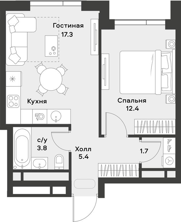 Apartment Sale, 40.6 sq. m. at Alia, Lyotnaya Street, 95Бк2, Moscow, Russia #1