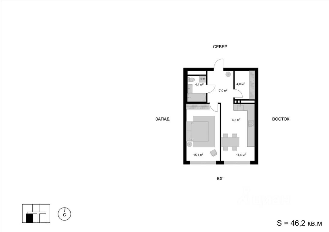 1-BD Apartment Sale, 46.2 sq. m. at Mytischi-Siti, Detskiy pereulok, Mytischi, Moscow Region, Russia #1 1-BD Apartment Sale, 46.2 sq. m. at Mytischi-Siti, Detskiy pereulok, Mytischi, Moscow Region, Russia #1