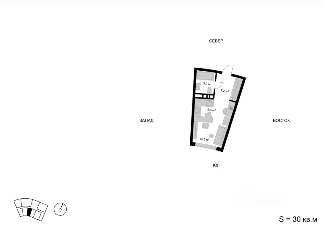 Apartment Sale, 30 sq. m. at Mytischi-Siti, Detskiy pereulok, Mytischi, Moscow Region, Russia #1