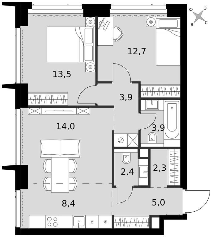 3-BD Apartment Sale, 66.1 sq. m. at Amber City, 3rd Khoroshyovsky Drive, 3А, Moscow, Russia #1