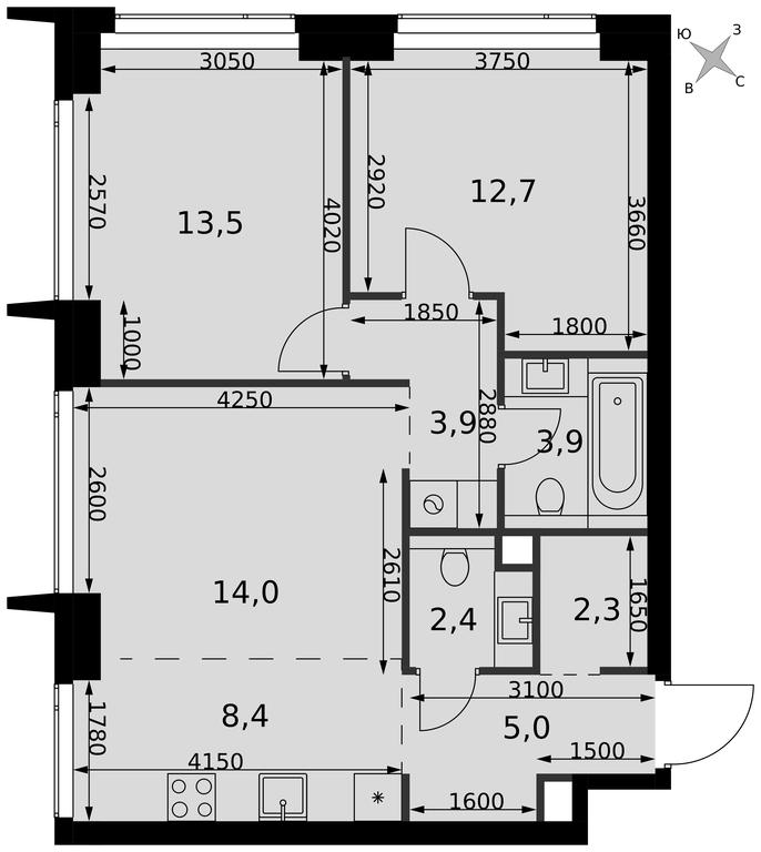 3-BD Apartment Sale, 66.1 sq. m. at Amber City, 3rd Khoroshyovsky Drive, 3А, Moscow, Russia #2