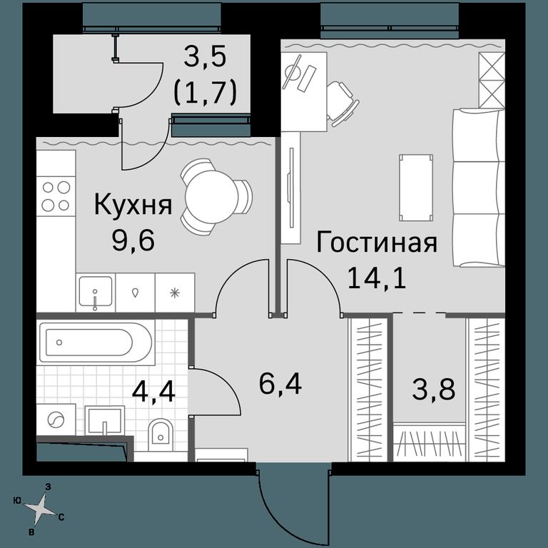 1-BD Apartment Sale, 40 sq. m. at Sky Garden, Stroitelny Drive, 9с6, Moscow, Russia #1 1-BD Apartment Sale, 40 sq. m. at Sky Garden, Stroitelny Drive, 9с6, Moscow, Russia #1