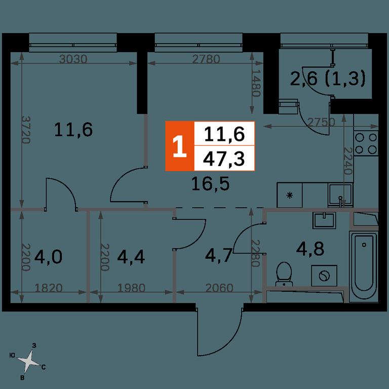 1-BD Apartment Sale, 47.3 sq. m. at Sky Garden, Stroitelny Drive, 9с6, Moscow, Russia #2 1-BD Apartment Sale, 47.3 sq. m. at Sky Garden, Stroitelny Drive, 9с6, Moscow, Russia #2