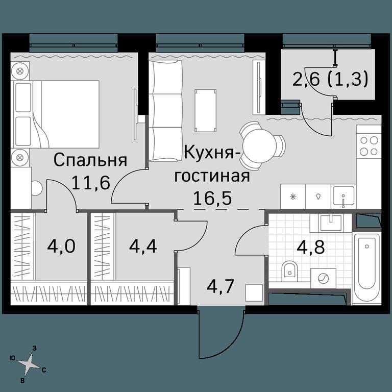 1-BD Apartment Sale, 47.3 sq. m. at Sky Garden, Stroitelny Drive, 9с6, Moscow, Russia #1 1-BD Apartment Sale, 47.3 sq. m. at Sky Garden, Stroitelny Drive, 9с6, Moscow, Russia #1