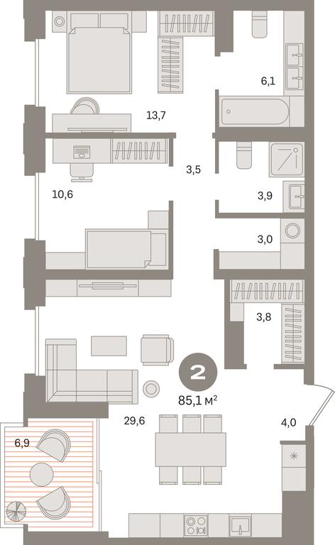 2-BD Apartment Sale, 85.1 sq. m. at Kvartal «MONS», Ogorodny Drive, Moscow, Russia #1 2-BD Apartment Sale, 85.1 sq. m. at Kvartal «MONS», Ogorodny Drive, Moscow, Russia #1