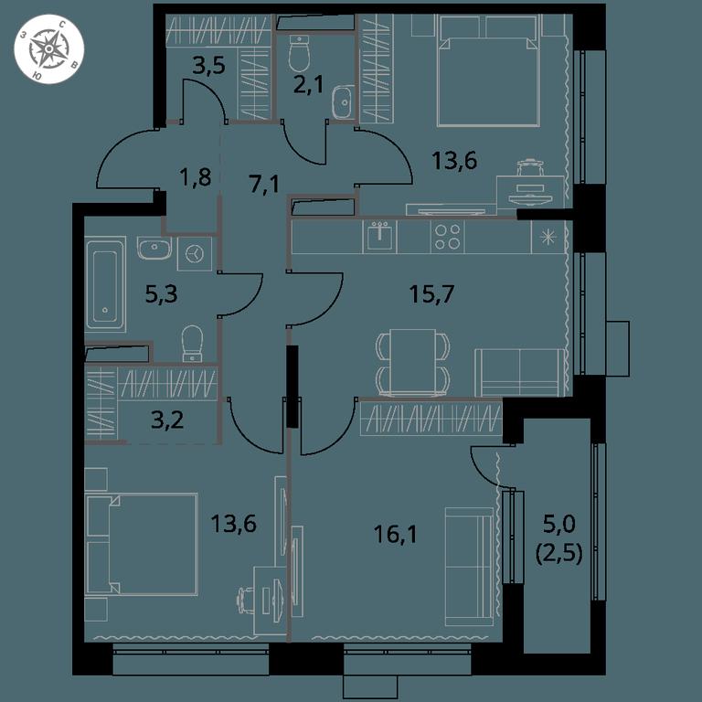 3-BD Apartment Sale, 84.5 sq. m. at 1-y Salarevskiy, Kiyevskoye Highway, Moskovskiy Settlement, Moscow, Russia #1