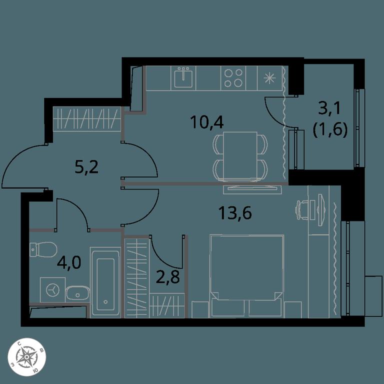 1-BD Apartment Sale, 37.6 sq. m. at 1-y Salarevskiy, Kiyevskoye Highway, Moskovskiy Settlement, Moscow, Russia #1