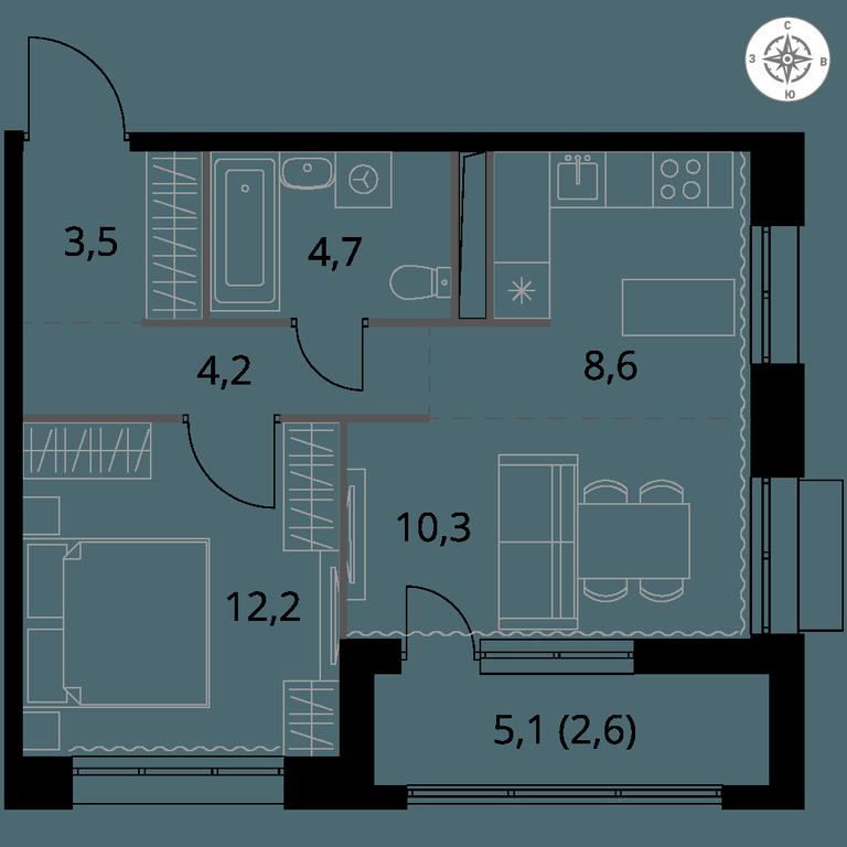 Продажа 2-комн. квартиры, 46,1 м² в ЖК «1-й Саларьевский», Киевское шоссе, поселение Московский, Москва, Россия #1