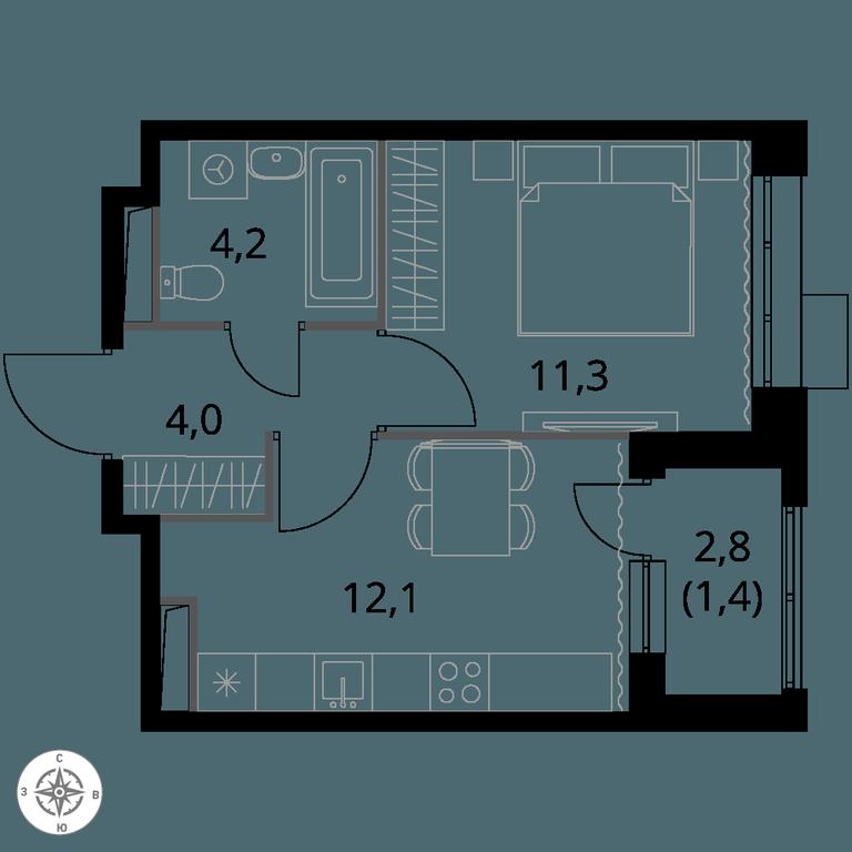 1-BD Apartment Sale, 33 sq. m. at 1-y Salarevskiy, Kiyevskoye Highway, Moskovskiy Settlement, Moscow, Russia #1
