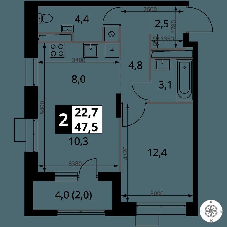 2-BD Apartment Sale, 47.5 sq. m. at 1-y Salarevskiy, Kiyevskoye Highway, Moskovskiy Settlement, Moscow, Russia #2 2-BD Apartment Sale, 47.5 sq. m. at 1-y Salarevskiy, Kiyevskoye Highway, Moskovskiy Settlement, Moscow, Russia #2