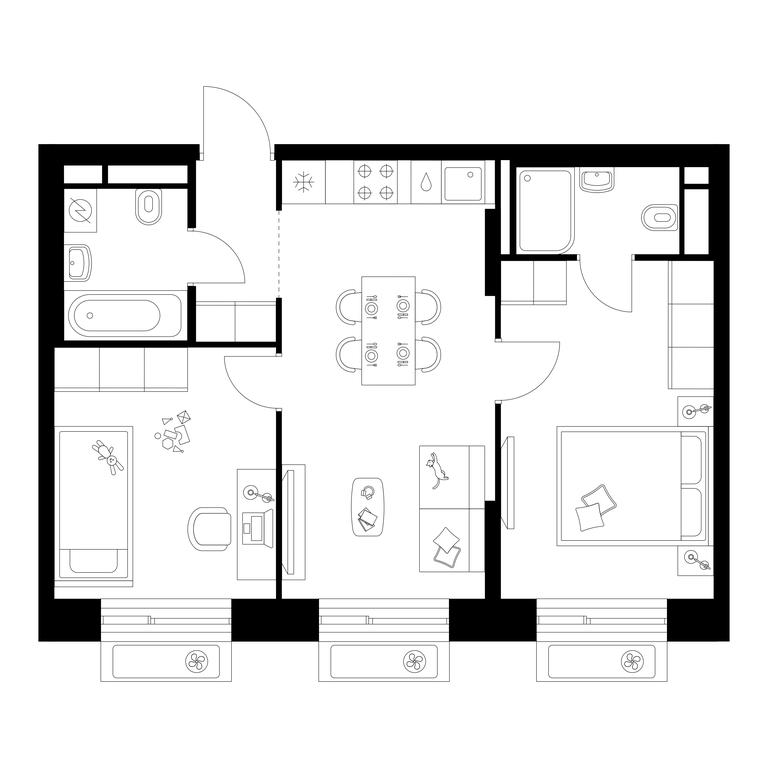2-BD Apartment Sale, 52.6 sq. m. at Altufevskoe 53, Алтуфьевское шоссе, 53с11, Москва, Россия #1 2-BD Apartment Sale, 52.6 sq. m. at Altufevskoe 53, Алтуфьевское шоссе, 53с11, Москва, Россия #1