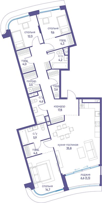 3-BD Apartment Sale, 127.9 sq. m. at Ostrov, Nizhnye Mnyovniki Street, 37Ас4, Moscow, Russia #1 3-BD Apartment Sale, 127.9 sq. m. at Ostrov, Nizhnye Mnyovniki Street, 37Ас4, Moscow, Russia #1