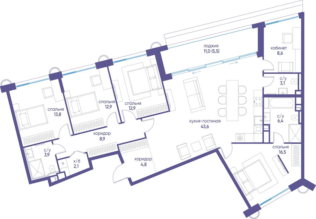 5-BD Apartment Sale, 142 sq. m. at Ostrov, Nizhnye Mnyovniki Street, 37Ас4, Moscow, Russia #1 5-BD Apartment Sale, 142 sq. m. at Ostrov, Nizhnye Mnyovniki Street, 37Ас4, Moscow, Russia #1