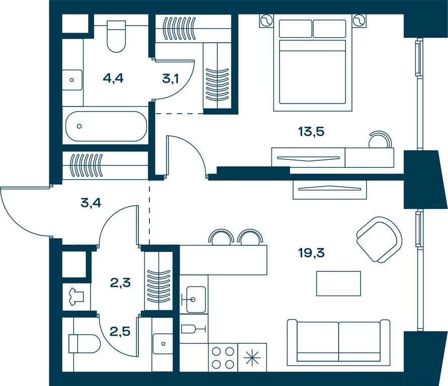 1-BD Apartment Sale, 49.9 sq. m. at Soul, Chasovaya Street, 28, Moscow, Russia #1 1-BD Apartment Sale, 49.9 sq. m. at Soul, Chasovaya Street, 28, Moscow, Russia #1