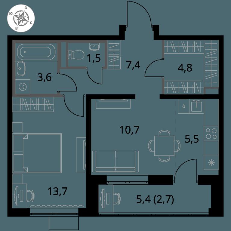 2-BD Apartment Sale, 49.9 sq. m. at Pervy Donskoj, zhiloy mikrorayon Sapronovo, derevnya Sapronovo, Leninskiy City District, Moscow Region, Russia #1 2-BD Apartment Sale, 49.9 sq. m. at Pervy Donskoj, zhiloy mikrorayon Sapronovo, derevnya Sapronovo, Leninskiy City District, Moscow Region, Russia #1
