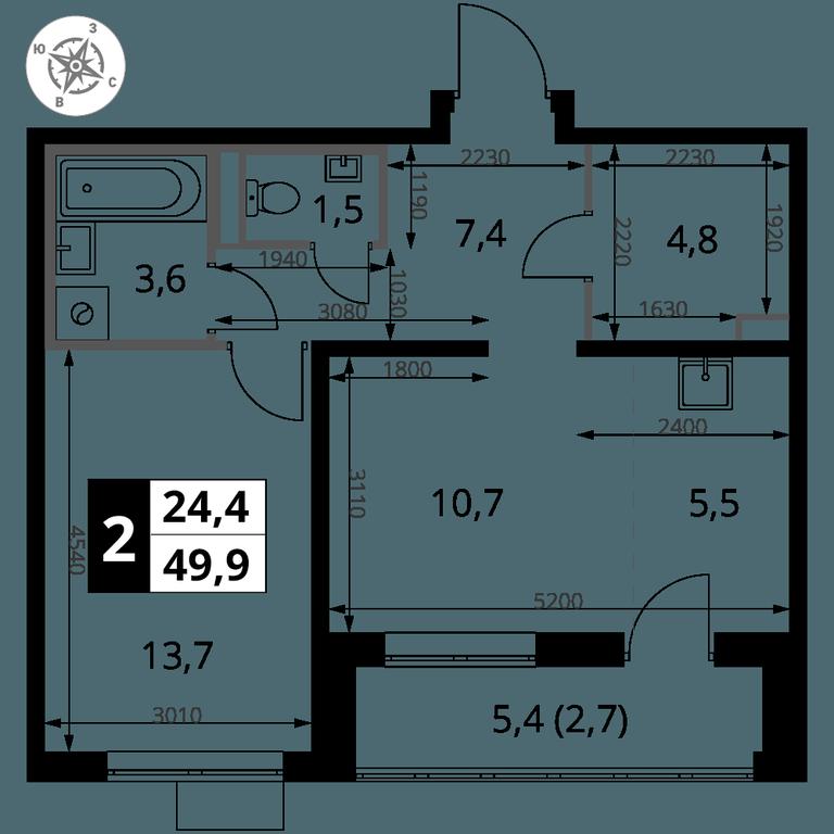 2-BD Apartment Sale, 49.9 sq. m. at Pervy Donskoj, zhiloy mikrorayon Sapronovo, derevnya Sapronovo, Leninskiy City District, Moscow Region, Russia #2 2-BD Apartment Sale, 49.9 sq. m. at Pervy Donskoj, zhiloy mikrorayon Sapronovo, derevnya Sapronovo, Leninskiy City District, Moscow Region, Russia #2