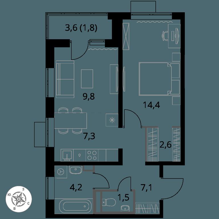 2-BD Apartment Sale, 48.7平方米 at Pervy Donskoj, zhiloy mikrorayon Sapronovo, derevnya Sapronovo, Leninskiy City District, Moscow Region, Russia #1 2-BD Apartment Sale, 48.7平方米 at Pervy Donskoj, zhiloy mikrorayon Sapronovo, derevnya Sapronovo, Leninskiy City District, Moscow Region, Russia #1